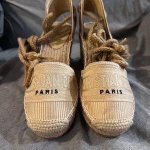 Dior Beige Espadrilles with Paris Detail